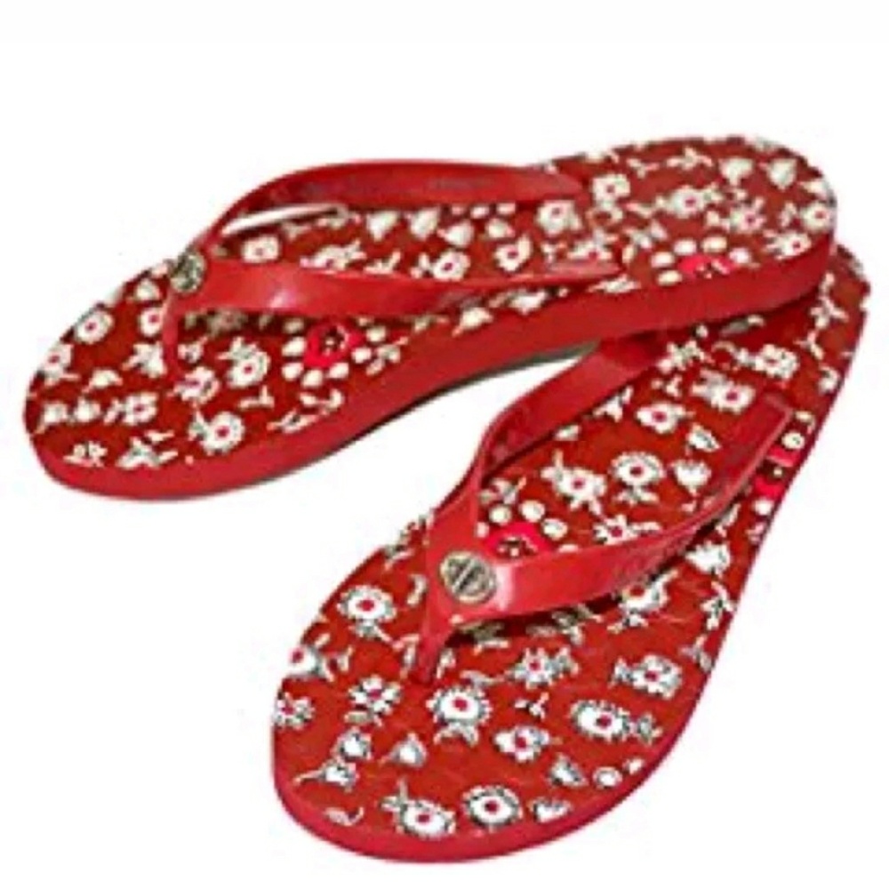 Coach Women's Abbigail Floral Rubber Red Flip Flop - Picture 5 of 5